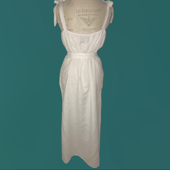 SOLD Reformation Linen Dress XL XXL White Midi Sundress Elliot EUC - Picture 5 of 10